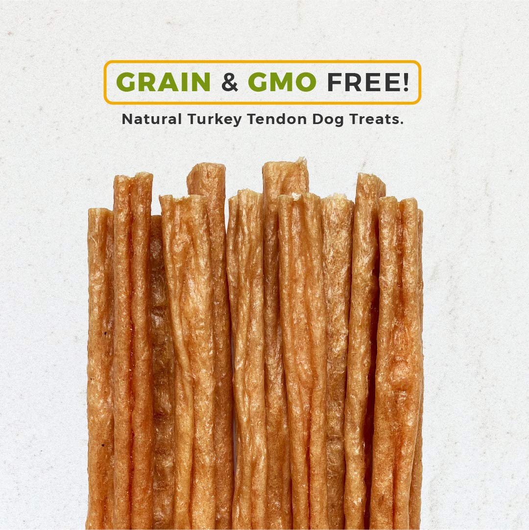 Gobble! 6-Inch Turkey Tendon Sticks for Dogs, Made in USA, 6 oz. (170g) Reseal Value Bags, All-Natural Hypoallergenic Dog Chew Treat |Sourced, Processed & Packaged in The USA | (22-25 Pieces)