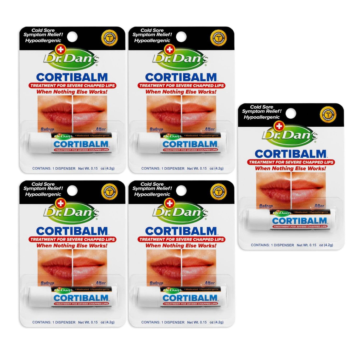 Buy now Dr. Dan's Cortibalm-5 pack- for Dry Cracked Lips Healing Lip Balm for Severely Chapped Lips - Designed for Men, Women and Children at indiglob india