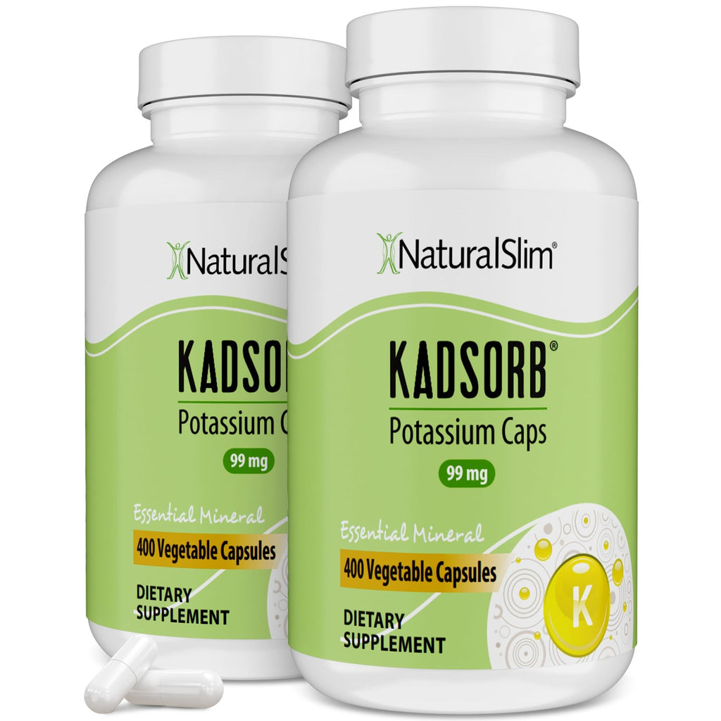 NaturalSlim Kadsorb Potassium Citrate Gluconate 99 mg, 400 Capsules 1 Pack | Supports Electrolyte Balance and Normal pH, Absorbable Potassium Supplements with Essential Minerals, Non GMO