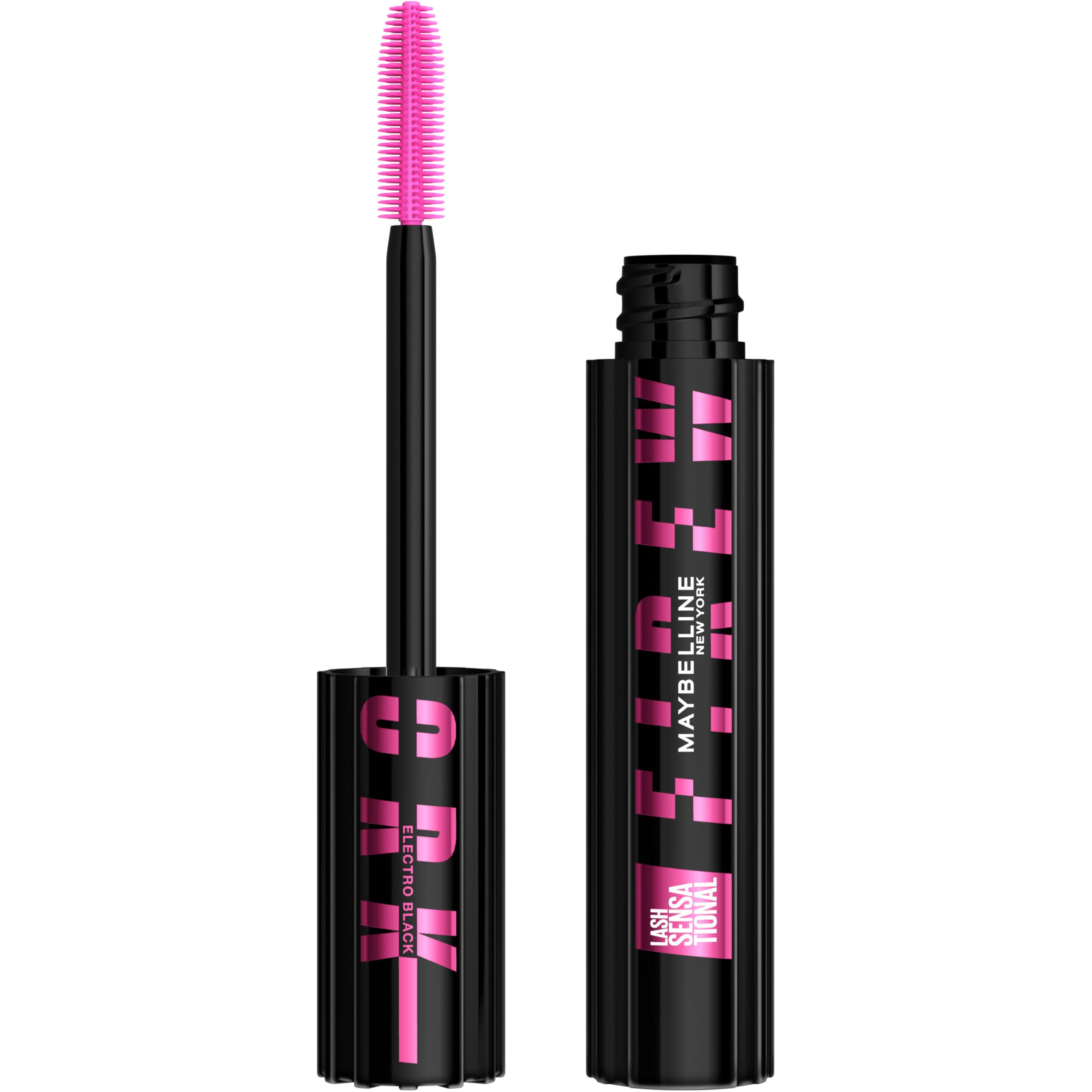 Maybelline Lash Sensational Firework Washable Mascara, Lengthening & Volumizing Mascara for up to 24HR wear, Blackest Black, 1 Count