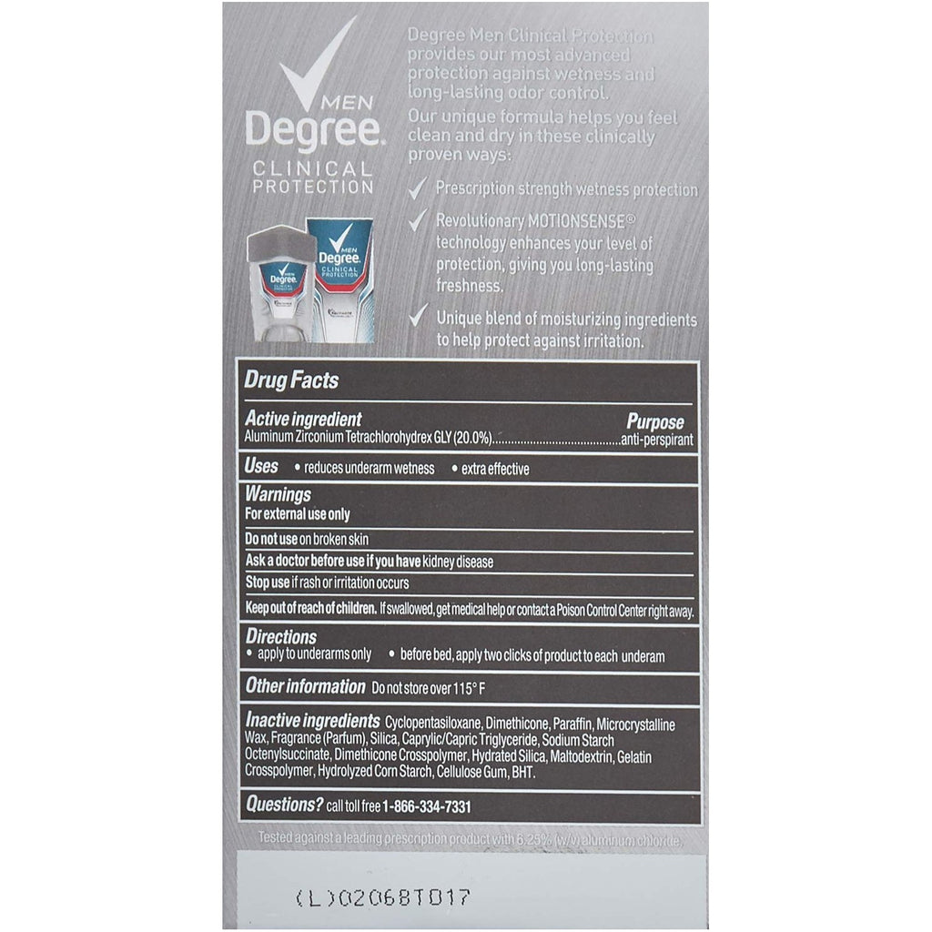 Buy now DEGREE Men Clinical Protection Sport Strength Antiperspirant & Deodorant, 1.7 Ounce, Pack of 3 (Packaging may vary) at indiglob india