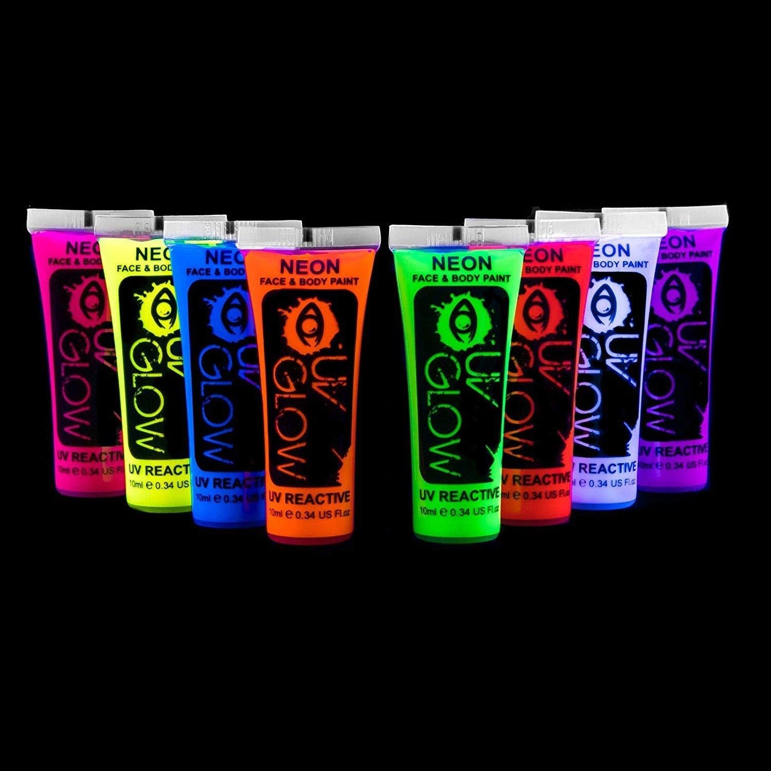 Buy now Blacklight Face and Body Paint 0.34oz - Set of 8 Tubes - Neon Fluorescent (All Colours) at indiglob india
