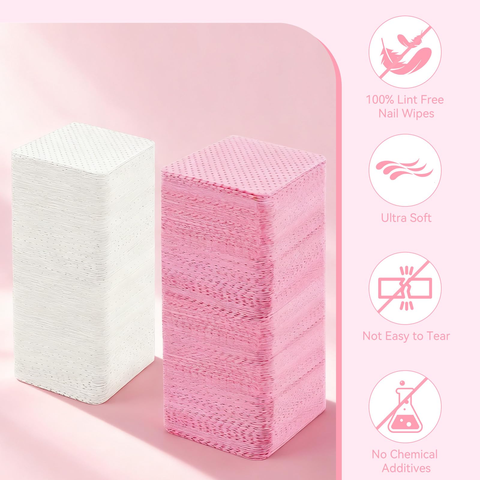 720Pcs Lint Free Nail Wipes, Absorbent, Soft, Non-Woven, No Lint | Nail Supplies, Nail Polish Wipe, Pads Gel Nails, Naile Glue Wipes, for Fingernail Polish Remover Eyelash Extensions Nail Art