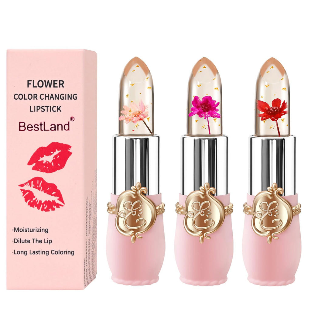 Buy now BestLand 6 Pcs/Set Flower Jelly Lipstick Set Temperature Change Moisturizer Long Lasting Nutritious Balm Magic Color Change Lip Gloss at indiglob india