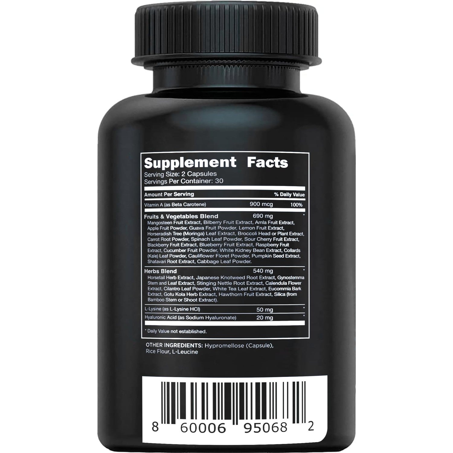 Vital Vitamins Vegan Collagen Booster Supplements, 60 Capsules | Supports Skin, Hair, Nails & Joints, Formulated with 30+ Superfoods, Hyaluronic Acid, Silica & Vitamin A, Non-GMO