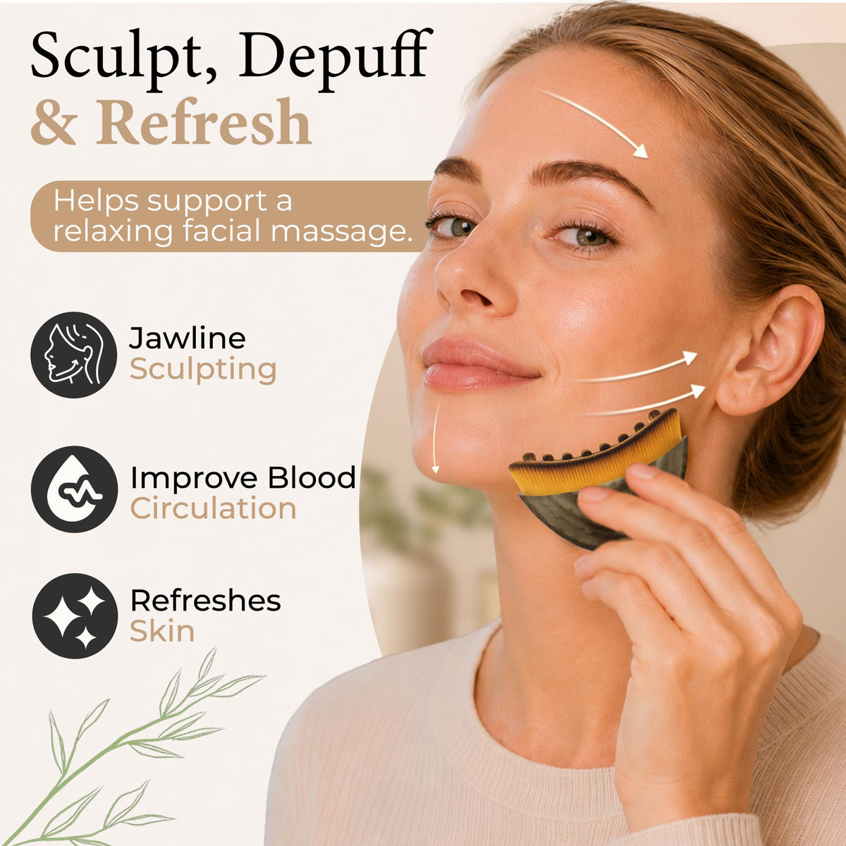Lymphatic Contour Face Brush, Dry Brush Massager for Lymphatic Drainage