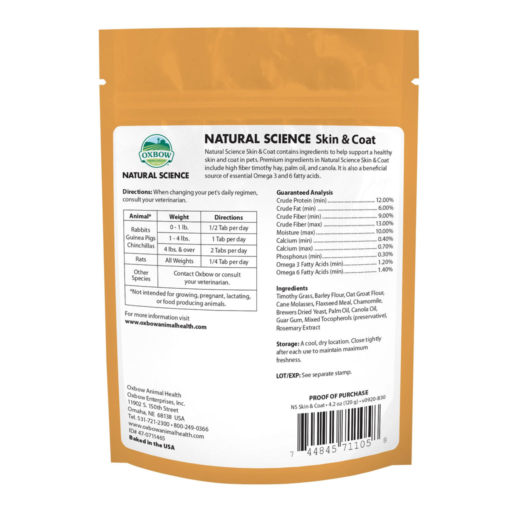 Oxbow Natural Science Skin & Coat Support for Rabbits & Guinea Pigs, 4.2 oz