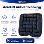 Airplane Seat Cushion, Air-Cell Travel Cushion for Long Flights, Inflatable Portable Seat Pad with Built-in Pump for Air Travel, Car, Office Chair and Wheelchair