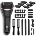 Wea&Hea Electric Foot Callus Remover, Upgraded 20-in-1 Pedicure Kit | 6 roller heads, 2 speeds, rechargeable, IPX6 waterproof wet dry use for hard calluses and cracked heels