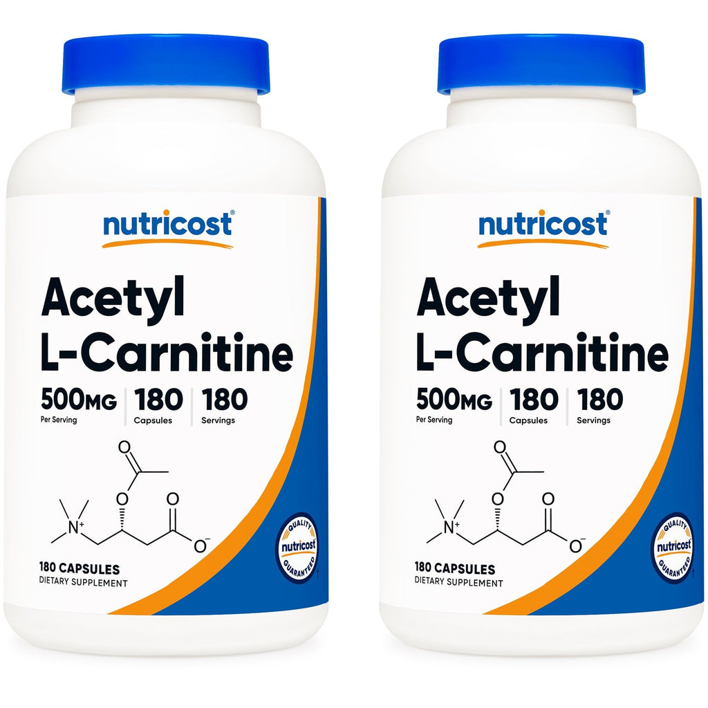 Nutricost Acetyl L-Carnitine (ALCAR) 500mg, 180 Capsules | GMO-Free and Gluten Free, 180 Servings