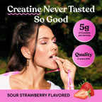 Lemme Creatine Monohydrate Gummies, Sour Strawberry (60 Gummies) | 5g Creatine for Lean Muscle, Strength, Recovery & Cognitive Health with Ginseng for Absorption. NSF Certified for Women & Men