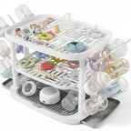 Baby Bottle Drying Rack,3-Tier Large Capacity Countertop Organizer with 360° Ventilation, Removable Drip Tray, Non-Slip Base – Easy to Clean Bottle Holder for Baby Accessories