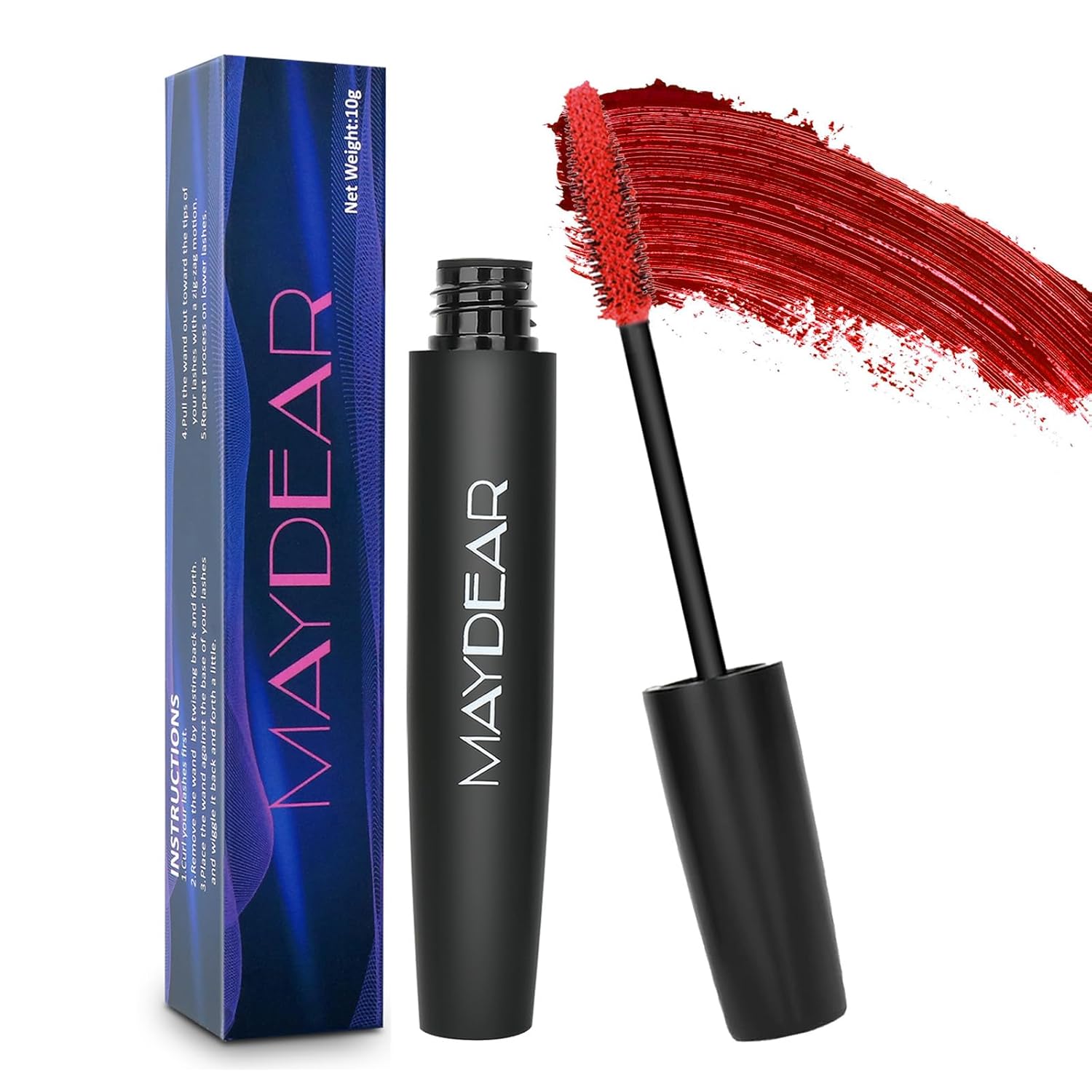 Buy now Maydear Dark Green Waterproof Long Lasting Smudgeproof Mascara for Women's Eye Makeup Red at indiglob india