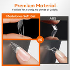 Modelones Short Almond Nail Tips offer 360pcs of flexible, strong soft gel with no bends or cracks for authentic nail designs.