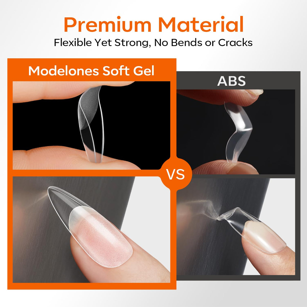 Modelones Short Almond Nail Tips offer 360pcs of flexible, strong soft gel with no bends or cracks for authentic nail designs.