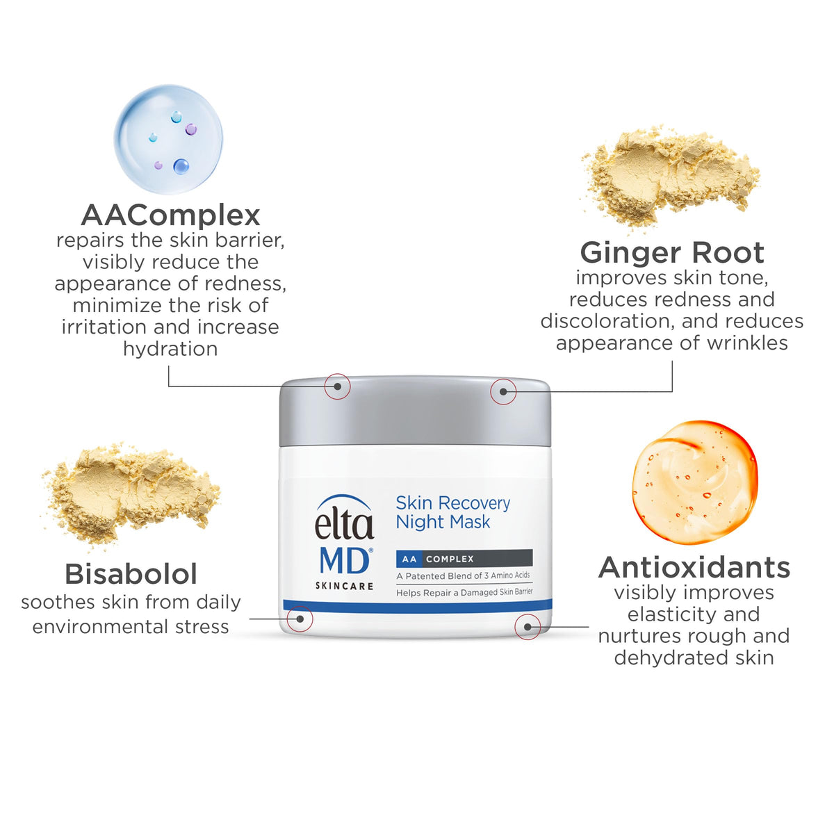 EltaMD Skin Recovery Overnight Face Mask, Moisturizing Night Cream, 1.7 oz