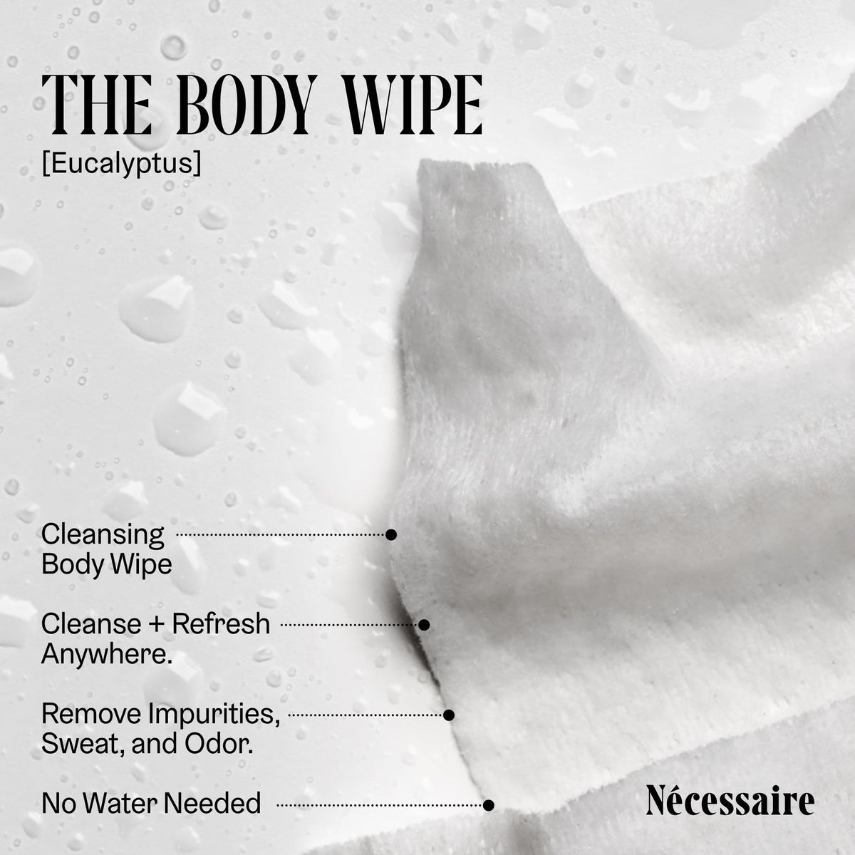 The Body Wipe Eucalyptus. On-the-Go Cleansing Body Wipes with Niacinamide