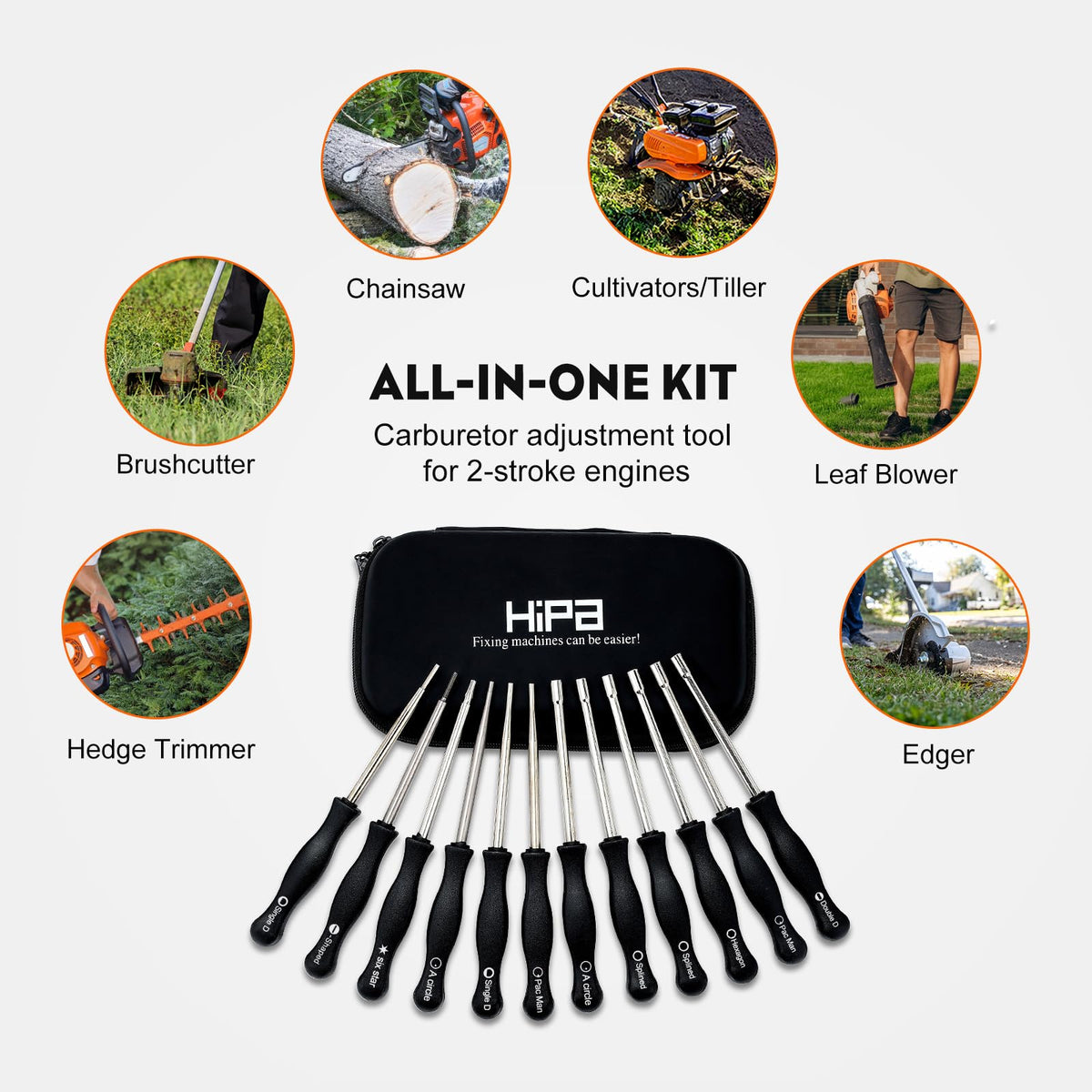 HIPA Pack-of-12 Carburetor Adjustment Tool Kit for Stihl Husqvarna Chainsaw
