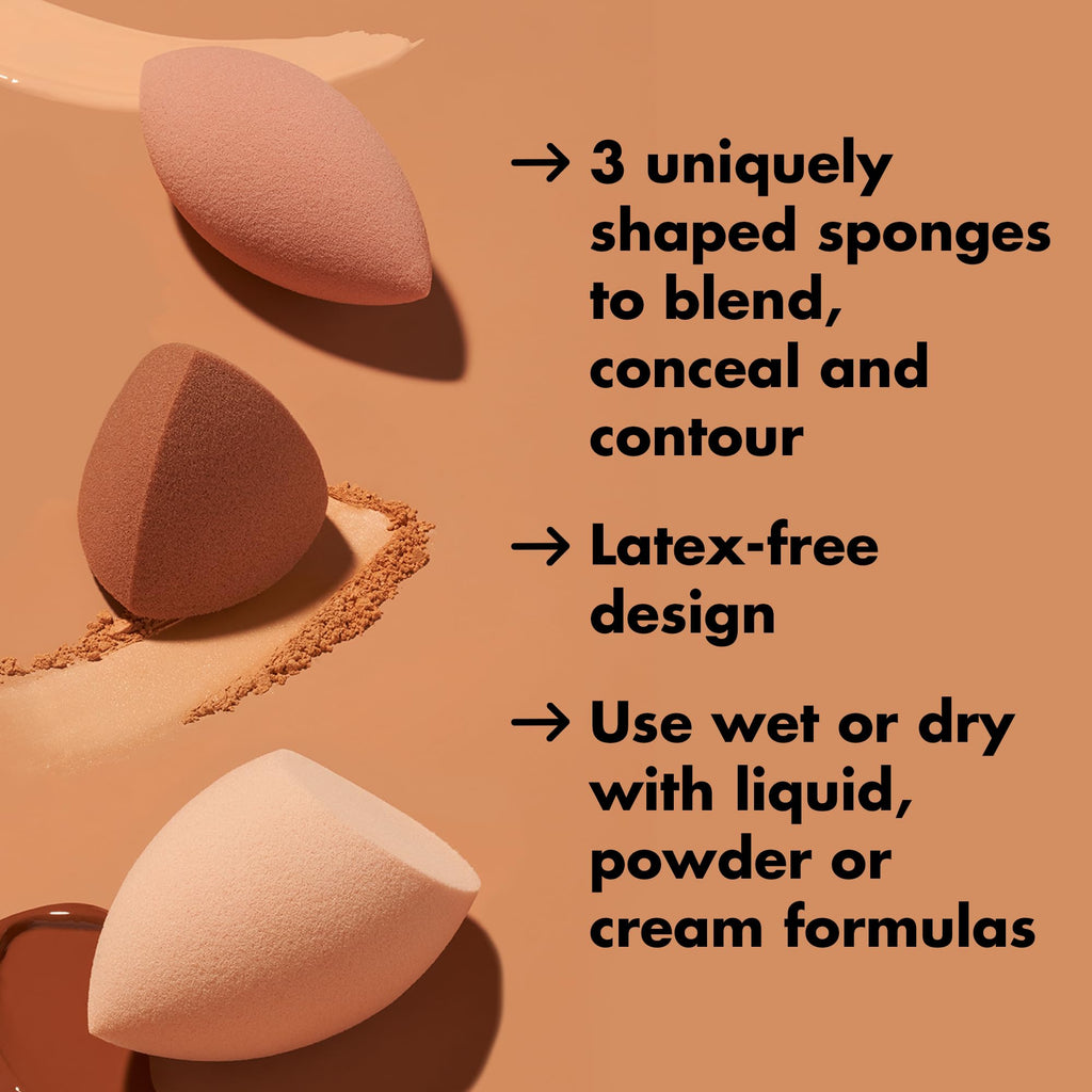Buy now e.l.f. Total Sponge Set, Multi-use Makeup Sponge Set For Flawless Blending, Great For Powder Or Liquid Concealer & Foundation, Vegan & Cruelty-Free at indiglob india