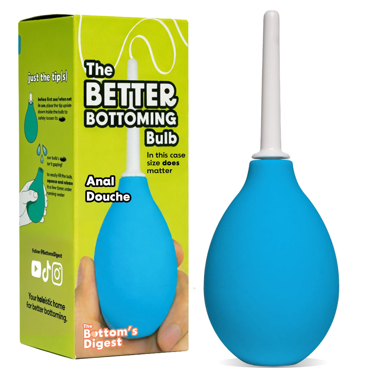 The Bottom's Digest Better Bottoming Anal Douche Bulb, Blue, 3 oz