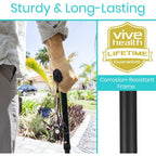 Buy now Vive Folding Cane - Foldable Walking Cane for Men, Women - Fold-up, Collapsible, Lightweight, Adjustable, Portable Hand Walking Stick - Balancing Mobility Aid - Comfortable Ergonomic Handle at indiglob india