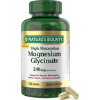 Nature’s Bounty High Absorption Magnesium Glycinate 240 mg for Supporting Muscle Relaxation and Bone, Heart & Nerve Health – Non-GMO, Gluten-Free, Vegetarian, 120 Count/60 Servings