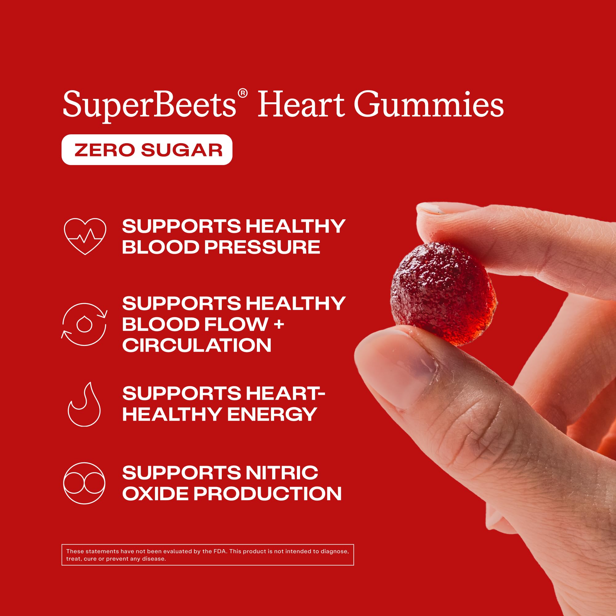 HumanN SuperBeets Heart Gummies Zero Sugar, Pomegranate Berry Flavor, 120 Ct
