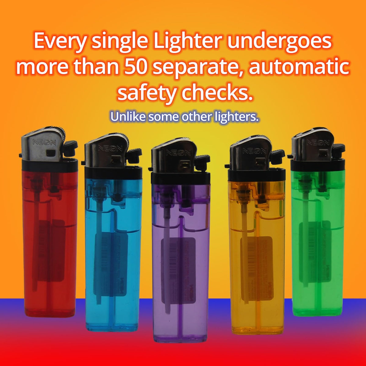 Lot Classic Disposable Lighter Soft Flame Kitchen Lighter - Newly Improve Quality Upgraded, Perfect Strike Every Time - Lighters in Assorted Colors, Pocket Style - Pack of 50