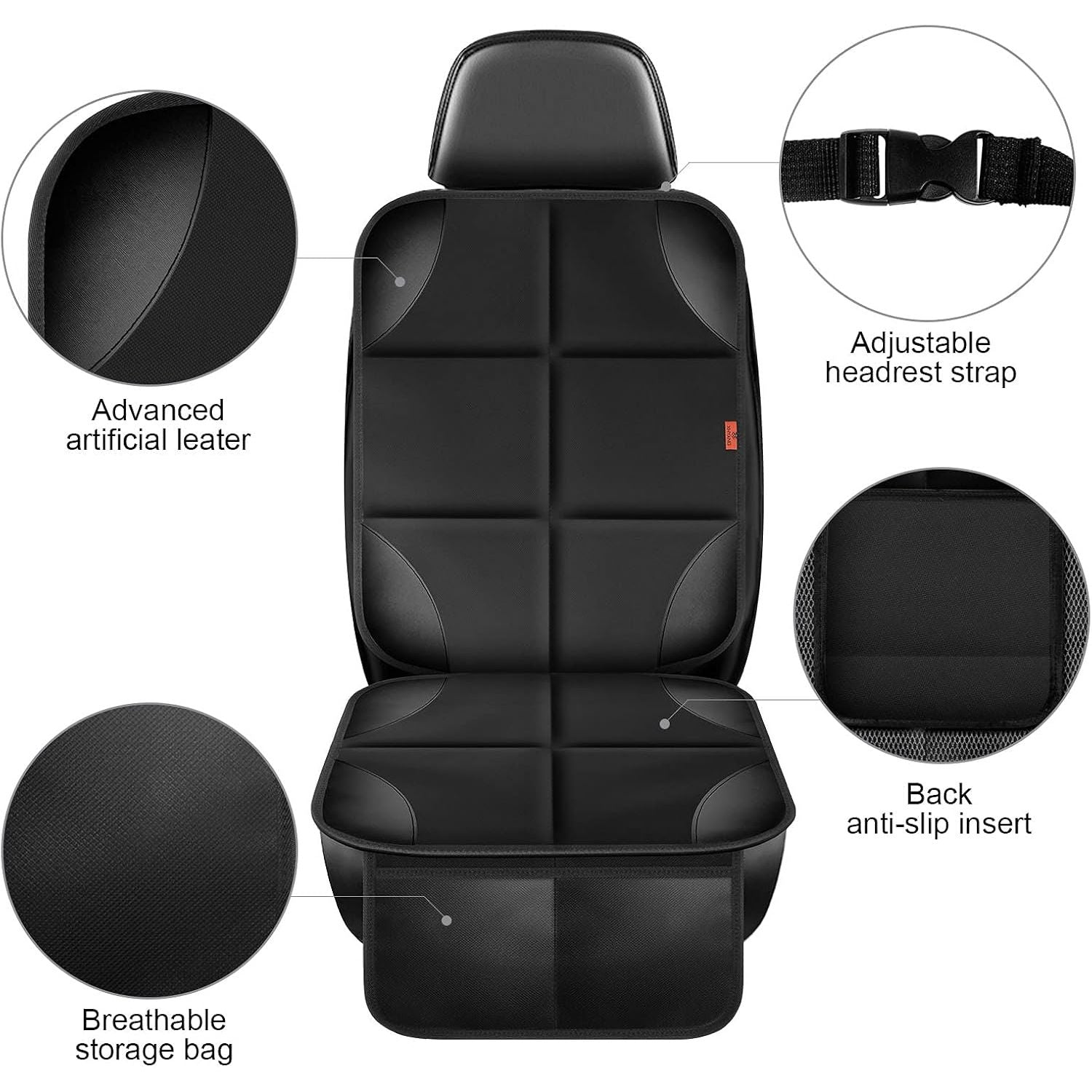 Buy now Car Seat Protector 1 Pack Car Seat Cushion Mat Thickest Padding,Waterproof 600D Fabric Car Seat Covers for Non-Slip Backing Mesh Pockets for Baby and Pet (Black, 1 Pack) at indiglob india