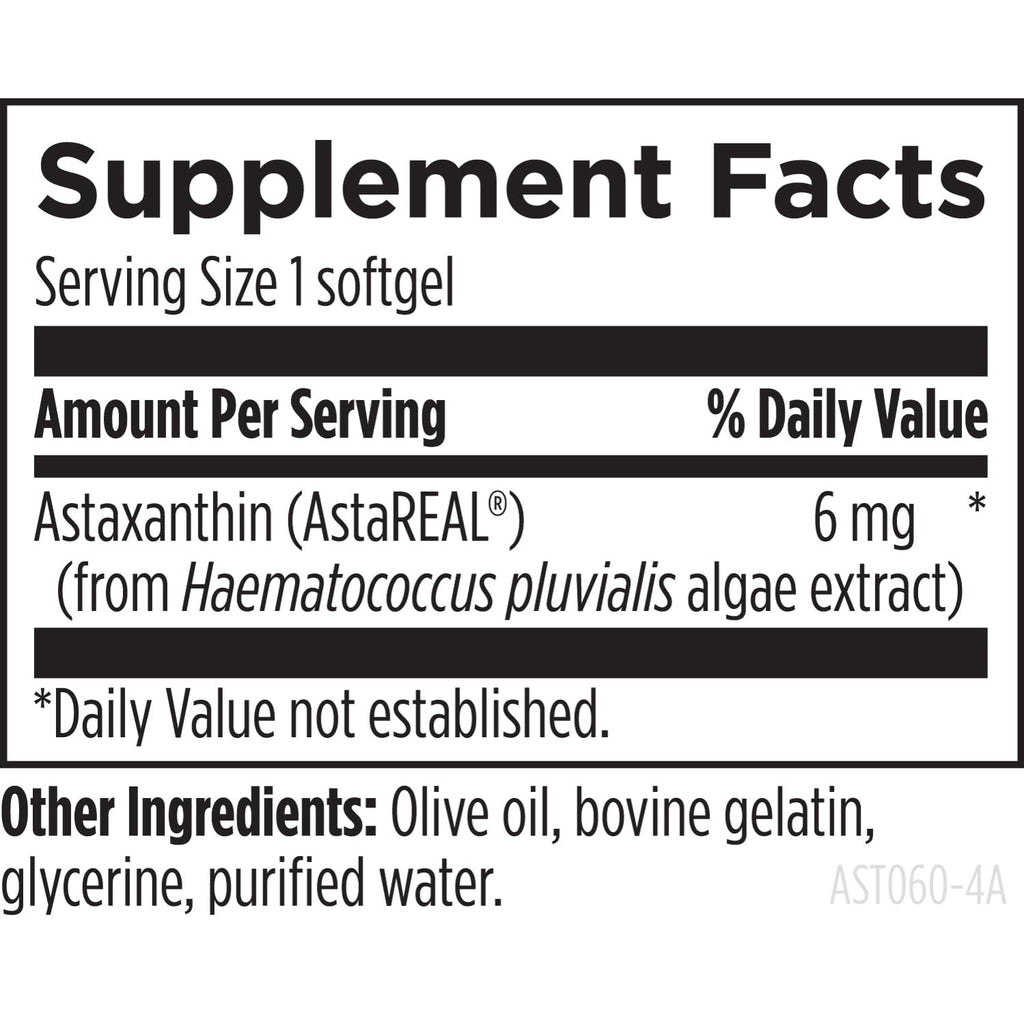Designs for Health Astaxanthin - Microalgae (Haematococcus Pluvialis) Extracted Carotenoid Antioxidant Supplement - Support for Cardiovascular, GI, Skin + Eye Health (60 Softgels)
