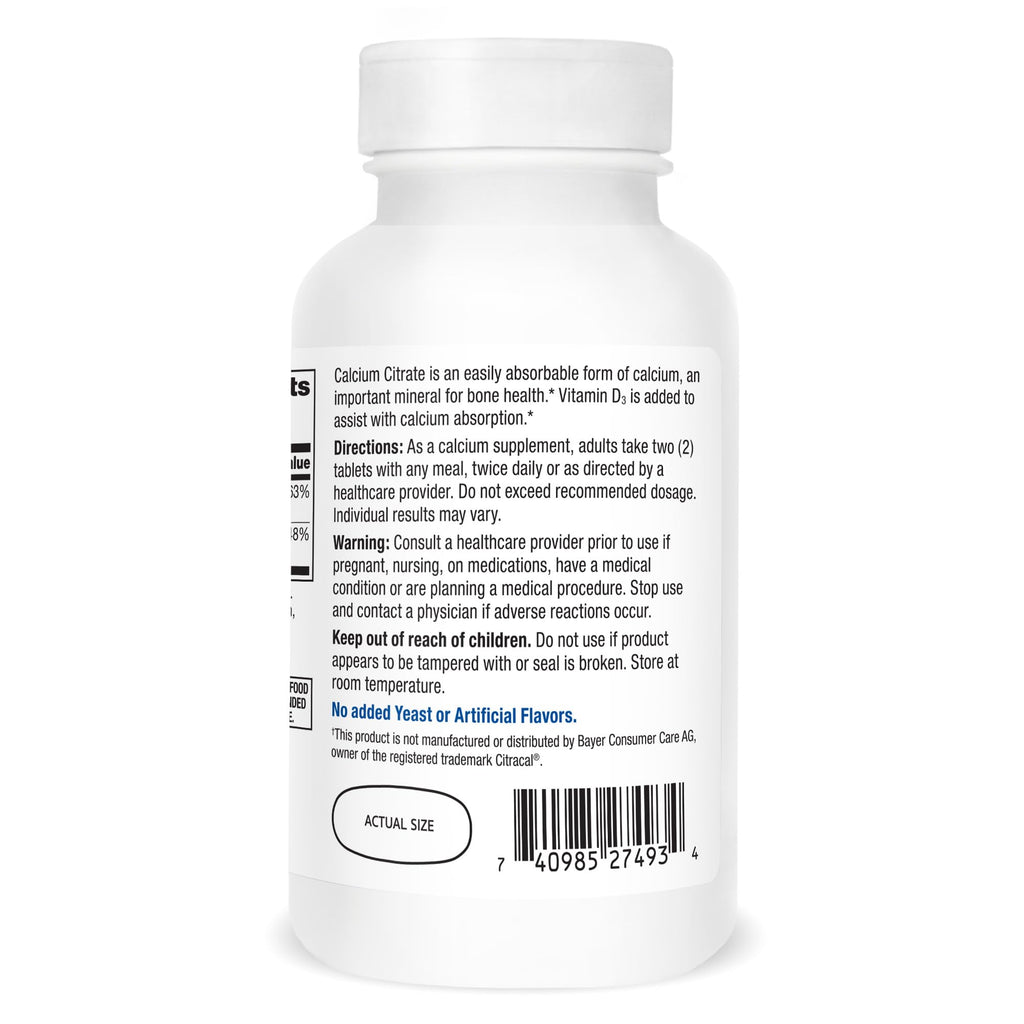 21st Century Calcium Citrate Plus D Maximum Caplets, 120 Count | Maximum-Strength Highly Absorbable Calcium Citrate with Vitamin D3, Compare VS. Citracal +D3 Maximum, Gluten Free
