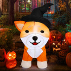 COMIN 4 FT Halloween Inflatable Wizard Corgi Dog Outdoor Decorations