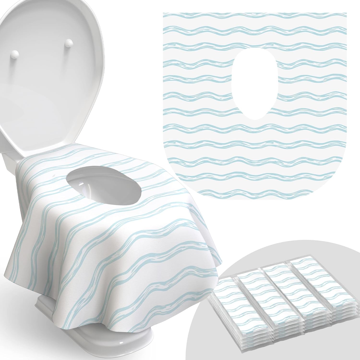 Buy now Toilet Seat Covers Disposable - 20 Pack - Waterproof, Ideal for Kids and Adults – Extra Large, Individually Wrapped for Travel, Toddlers Potty Training in Public Restrooms (Dinosaurs, 20) 20 Count (Pack of 1) Waves at indiglob india