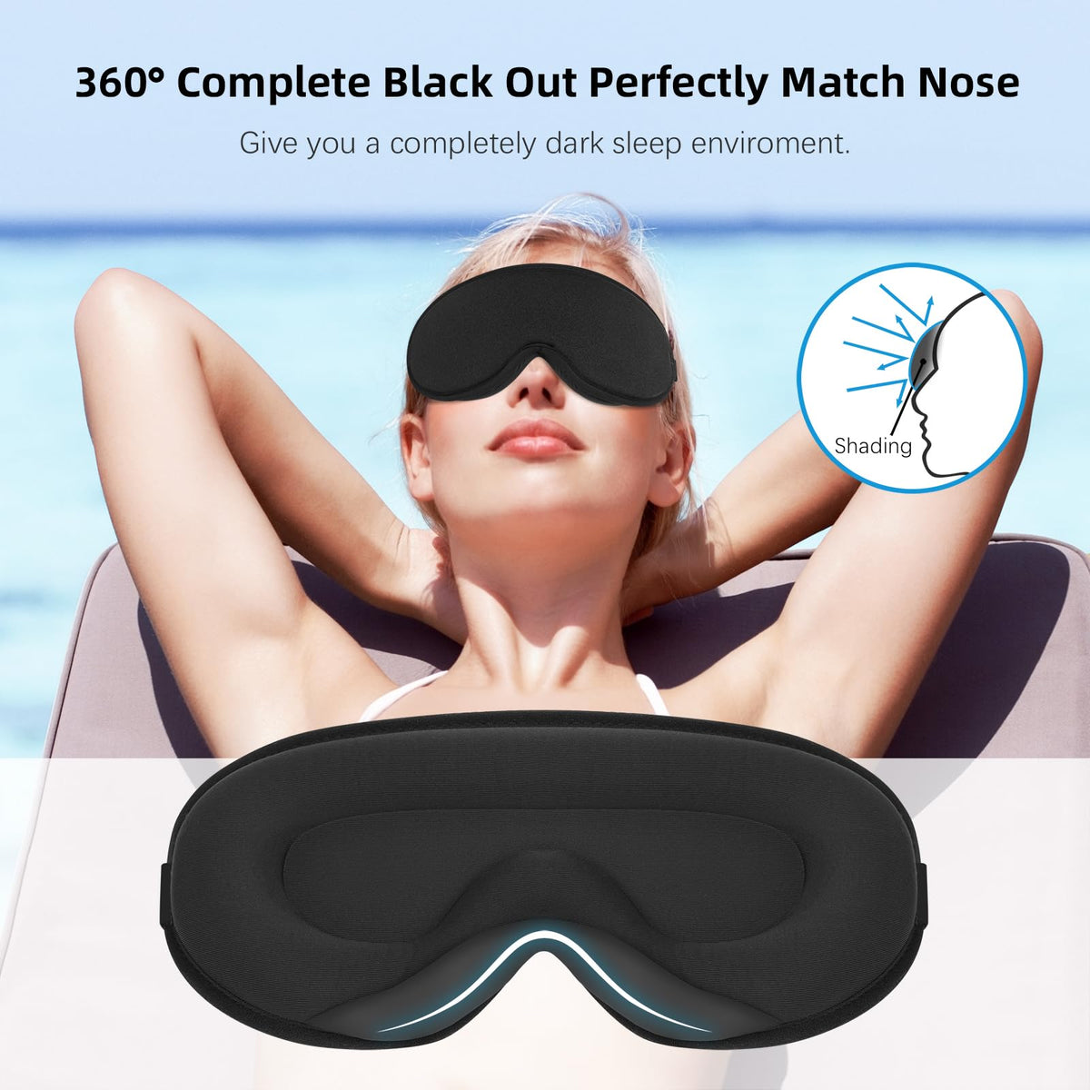 3D Eye Sleep Mask for Side Sleeper,Zero‑Pressure Light‑Blocking Blindfold