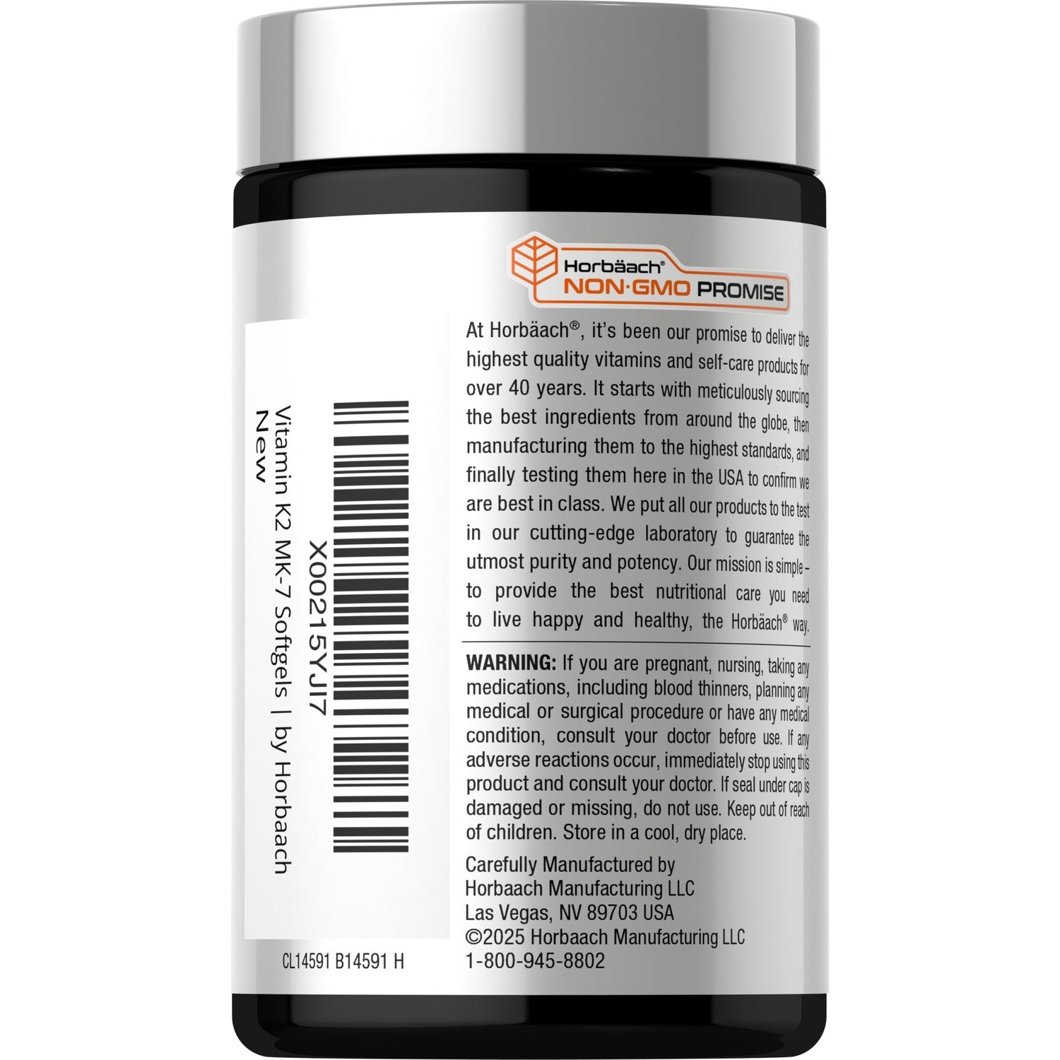 Horbäach Vitamin D3 K2 5000 iu | 100mcg MK-7 Complex | 180 Softgel Capsules | Non-GMO & Gluten Free Supplement