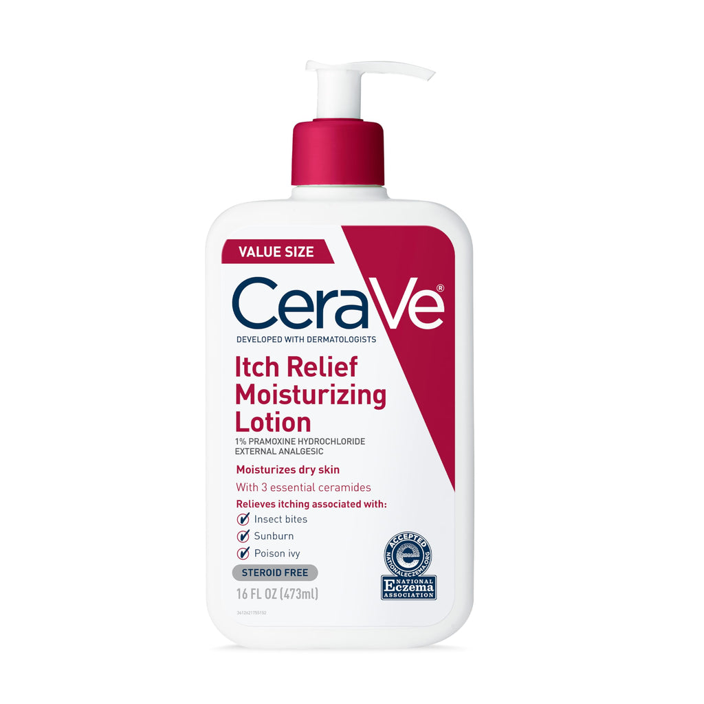 CeraVe Anti Itch Lotion, Hyaluronic Acid Body Moisturizer for Dry Skin,16oz | Fast-Acting Skin Care Formula with Niacinamide & Hydrochloride, Acts As A Soothing Anti Itch Cream For Sunburn Relief