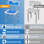 Shower Chair for Inside Shower, 400 lbs Adjustable Chair with Back