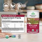 ORGANIC INDIA Whole Psyllium Husk Powder Organic - Psyllium Husk Fiber Supplement, Digestion Support, Vegan, Gluten-Free, Non-GMO, Soluble & Insoluble Fiber Source - 12 oz (Pack of 1)
