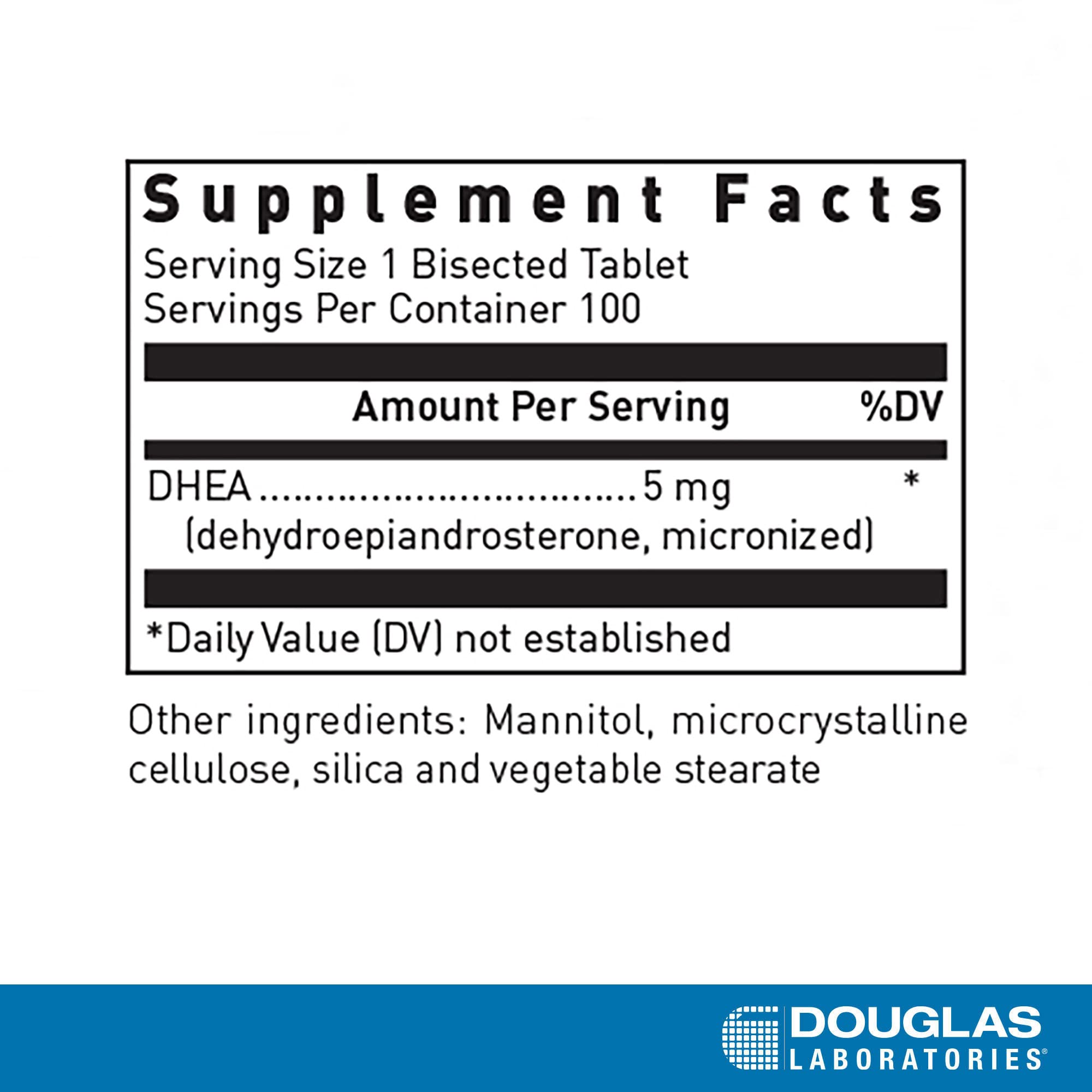 Douglas Laboratories DHEA 5 mg Dissolvable Tablets, 100 Tablets | Supports Hormone Balance, Immunity, Brain, Bone Health and Metabolism*, Non-GMO