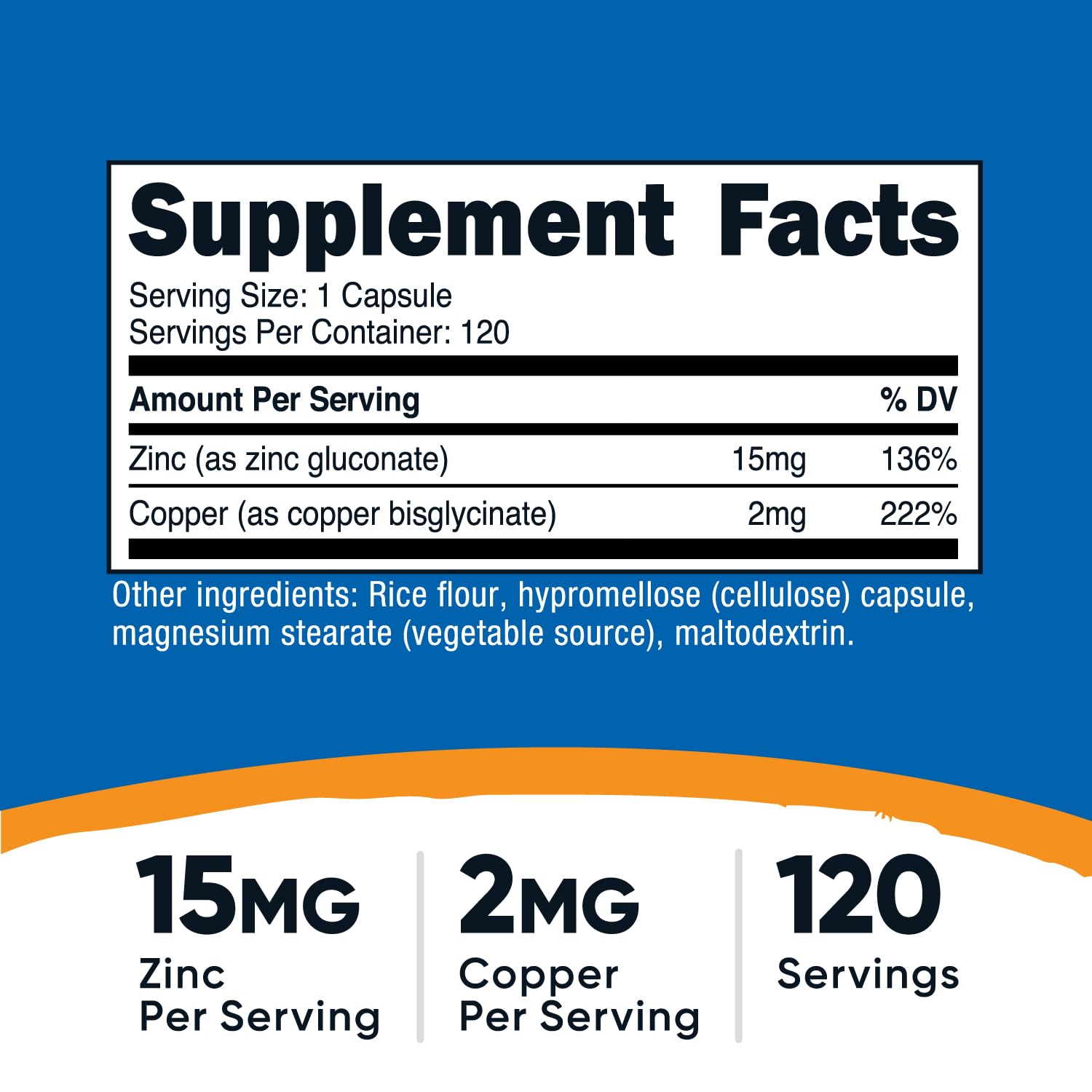 Nutricost Zinc + Copper Capsules, 120 Servings, GMO-Free, Vegetarian | 15MG Zinc + 2MG Copper Per Serving