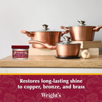 Buy now Wright's by Weiman Cream Copper and Brass Cleaner - Gently Cleans and Removes Tarnish without Scratching, Polishing Cloth Included at indiglob india