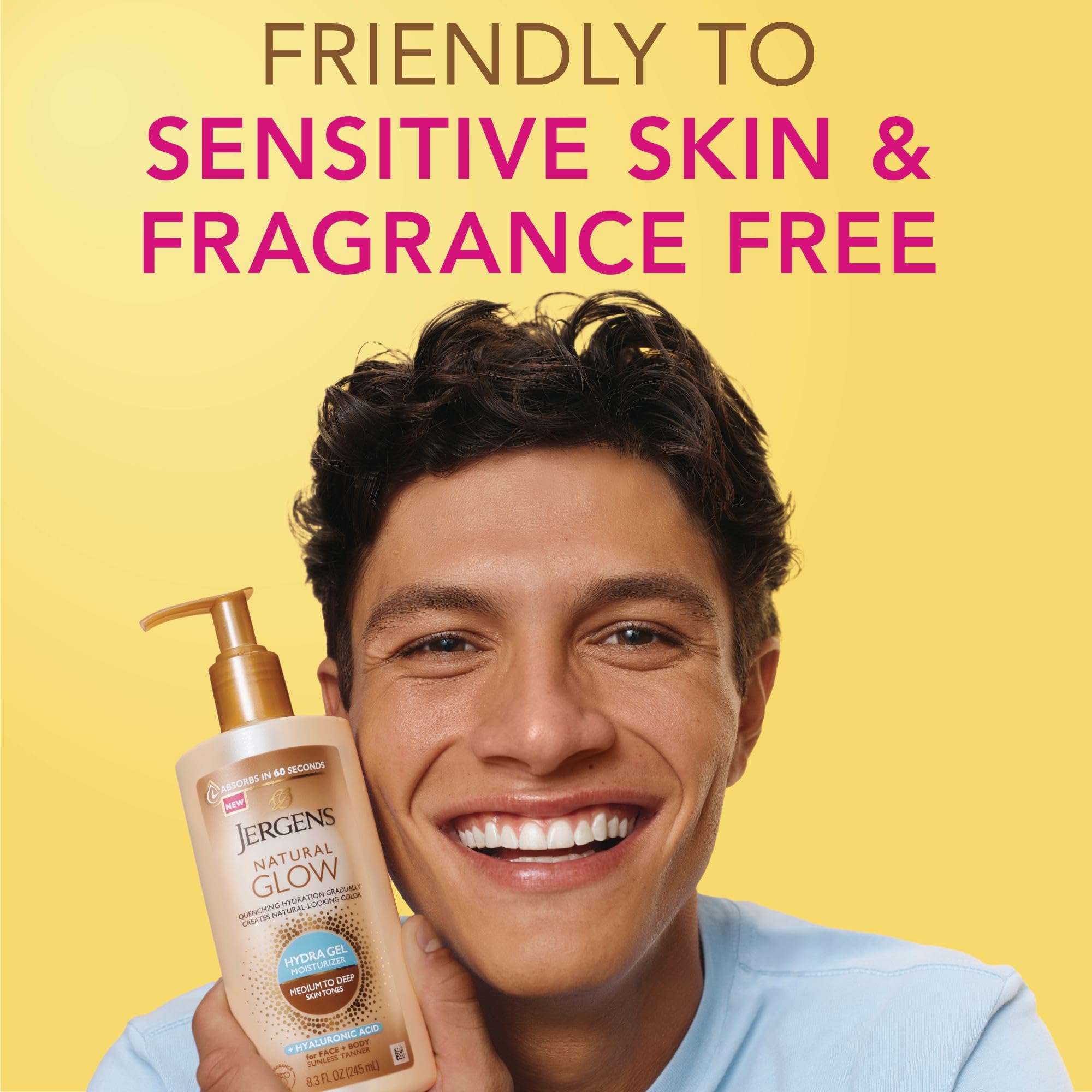 Jergens Natural Glow Hydra Gel Moisturizer, Hyaluronic Acid Tanning Lotion, Hydrating Tanning Gel, Fragrance-Free Self Tanner, 8.3 Fl Oz