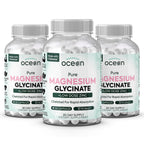 Organics Ocean Pure Magnesium Glycinate with Zinc - Maximum Strength Chelated Magnesium Supplement for Women and Men for Muscle Cramps and Sleep Support - 6 Bottles