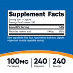 Nutricost Niacin (Vitamin B3) 100mg, 240 Capsules, with Flushing | GMO-Free, Gluten Free