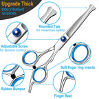 5 in 1 Upgraded Thicken Dog Grooming Scissors, Professional Dog Scissors for Grooming with Safety Round Tips, Lengnoyp Stainless Steel Thinning Shears, Pet Cat Shears for Grooming Kit