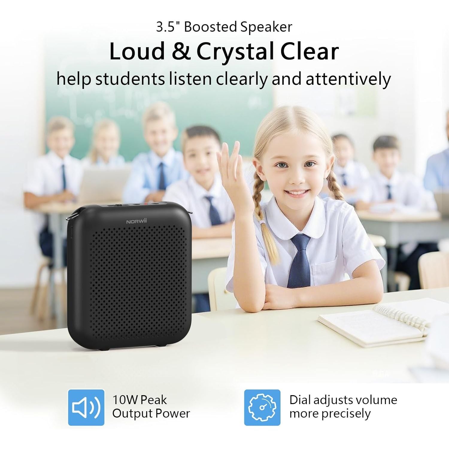 Buy now Norwii Bluetooth Voice Amplifier, Power Amplifiers, Portable Mini Wired Microphone Headset for Teacher Classroom & Outdoor Lectures, Teaching, Tour Guides, USB-C Rechargeable - 2000mAh, Black at indiglob india
