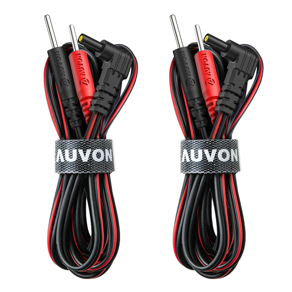 AUVON Premium TENS Unit Electrode Lead Wires for 2mm Pin TENS Pads, 2 Pack