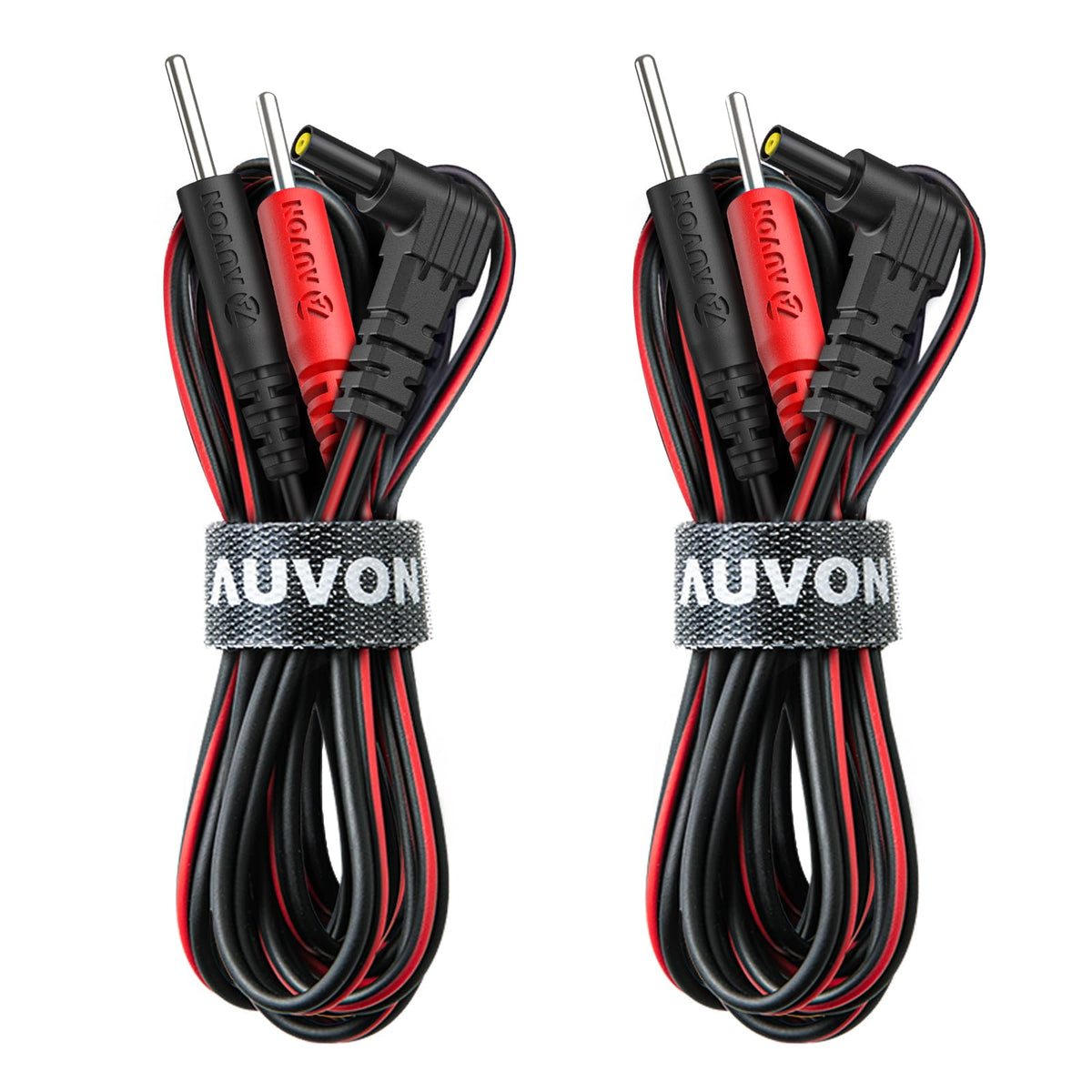 AUVON Premium TENS Unit Electrode Lead Wires for 2mm Pin TENS Pads, 2 Pack