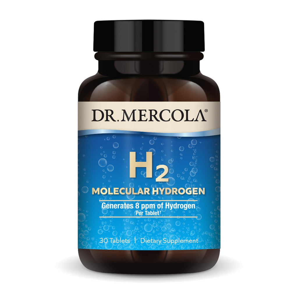 Dr. Mercola H2 Molecular Hydrogen, 8 ppm, 90 Tablets (90 Servings) | Supports Cellular Energy, Brain Health, and Healthy Aging with Elemental Magnesium, Non-GMO, Gluten-Free, and Soy-Free