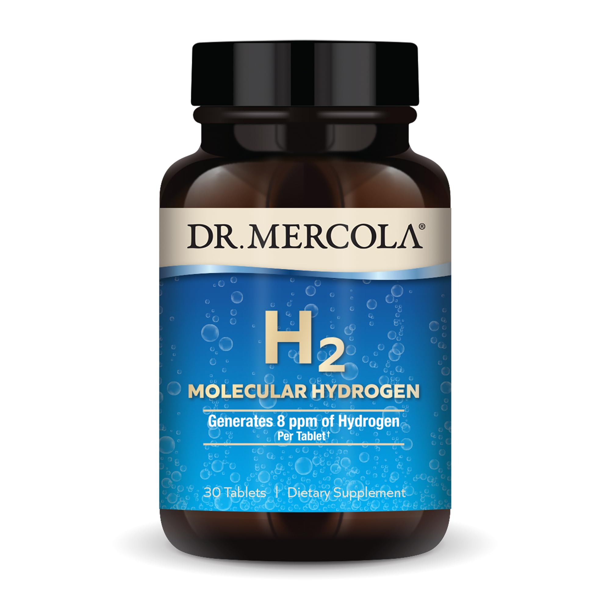 Dr. Mercola H2 Molecular Hydrogen, 8 ppm, 90 Tablets (90 Servings) | Supports Cellular Energy, Brain Health, and Healthy Aging with Elemental Magnesium, Non-GMO, Gluten-Free, and Soy-Free